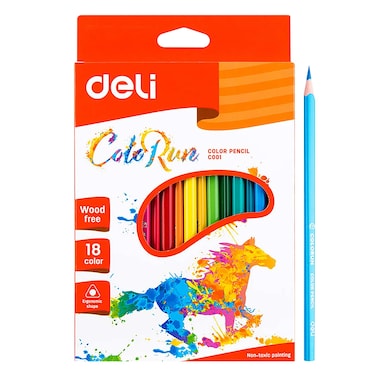 ديلي مجموعة أقلام تلوين فاخرة - 18 لونًا، تصميم مريح، غير سامة، خالية من الخشب، ألوان زاهية للإبداع الفني