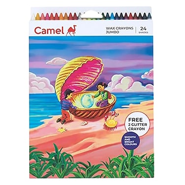 الجمل - أقلام شمع جامبو 24 + 2 قلم شمع لامع مجاناً.