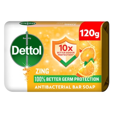 Dettol Zing Bar Soap Bar, Orange Zest Scent, 120g
