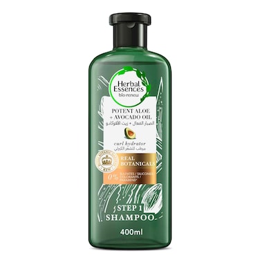 Herbal Essences Sulfate-Free Potent Aloe + Avocado Oil Hair Shampoo to Cleanse and Hydrate Curls, 400 ml