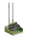VISIO Dustpan and Brush Sets Long Handled, Soft Bristles Broom and Dustpan Set Indoor Outdoor, Household Upright Dust Pan Combo &amp; Sweeping Brush for Lobby Kitchen Office, Green and Yellow