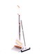 VISIO Dustpan and Brush Sets Long Handled, Soft Bristles Broom and Dustpan with Wiper Set Indoor Outdoor, Household Upright Dust Pan Combo &amp; Sweeping Brush for Lobby Kitchen Office, White and Orange
