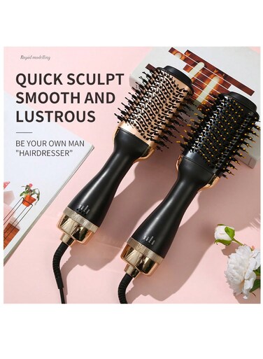 REFURA Hair Dryer Brush Blow Dryer Brush In One - Plus 2.0 One-Step Hot Air Brush - 4 In 1 HairDryer Styler And Volumizer For Drying Straightening Volumizing Hair Black RE-8473