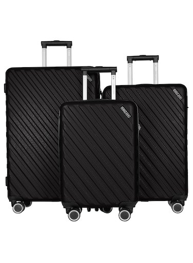 Lightweight ABS Hard Side 8 Spinner Wheel Luggage Set of 3 with Lock 20/24/28 inch - Black