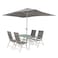 Patio - Outdoor Set, 4 Chairs, 1 Rectangular Table, Steel &amp; Textilene, With Umbrella 6 Pieces