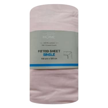 Single fitted sheet, light pink, 100 cm x 200 cm.