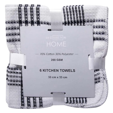 La Collection Home - 6 Kitchen Towels, Navy, 33 X 33 cm