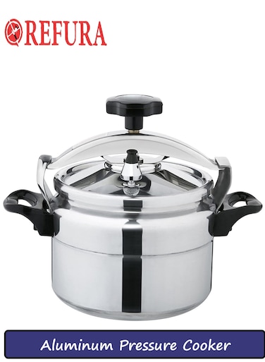 REFURA Aluminium Pressure Cooker, Pressure Pot, Arabic Cooker, Silver - Sizes From 3L To 15L