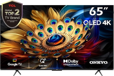 TCL 65 Inch TV 4K QLED Pro Dolby Vision Atmos Onkyo 2.1CH Slim &amp; Uni-body Google TV, 65C655 - 2024 Model