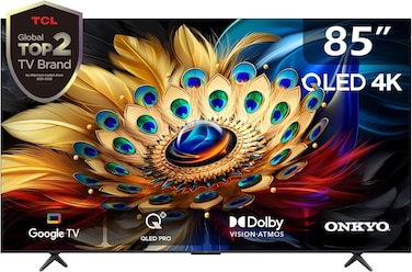 TCL 85 Inch 4K QLED Pro HDR Dolby Vision Atmos Onkyo 2.1CH Slim &amp; Uni-Body Google TV 85C655, 2024 Model - KSA Version