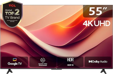 TCL 55 Inch 4K LED HDR 10 UHD T-Screen Metallic Bezel-less Google TV 55P69B, 2024 Model - KSA Version