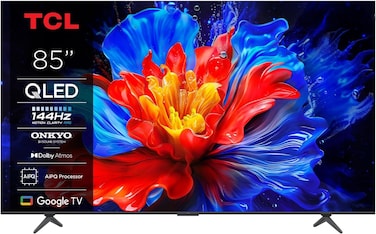 TCL 85 Inch QLED TV 85P8K, HDR10+, Google TV, Dolby Vision Atmos, AiPQ Processor,144Hz, ONKYO 2.1 Hi-Fi System, Dolby Vision HDR, Slim &amp; Uni body &ndash; 85P8K (2025 Model)