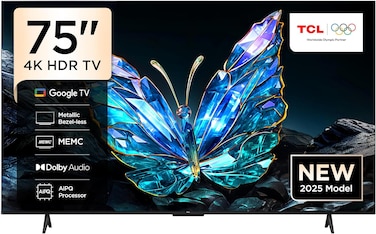 تلفزيون من تي سي ال بشاشة ٧٥ بوصة، بدقة 4K، موديل 75V6C، بتقنية HVA