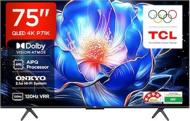 TCL 189cm (75 Inches) 4K UHD Smart QLED Google TV 75P71K (Black)