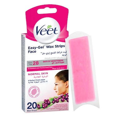 Veet Face Wax Strips for Normal Skin, 20 Strips