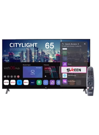 سرين شاشة 65 بوصه، وضوح فائق الجودة LED - 4K سمارت اندرويد 13 - بدون اطار - SRET-65S4K1