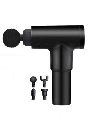 Microplus Rechargeable Deep Tissue Massage Gun, Muscle Massage Gun Deep Tissue Massager High-Intensity Training Exercising Body Relaxation, With 4 Attachments Black MP-4733