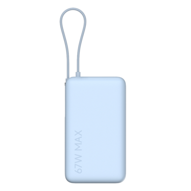 شاحن متنقل شاومي مع سلك مدمج بمنفذ USB-C ومنفذ USB بسعة 10000 مللي أمبير وبقوة 67 واط BHR08NZGL - أزرق فاتح