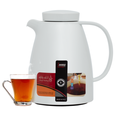 ليما سيف غاليري ترمس، 0.65 لتر، بطانة داخلية زجاجية، هيكل خارجي بلاستيك - أبيض