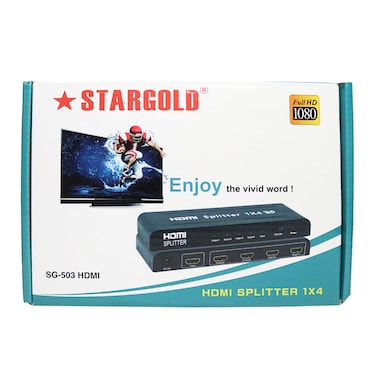موزع إشارة STARGOLD 1x4، 4K Ultra HD، Full HD 1080p، يدعم تقنية 3D، موزع إشارة عالي الأداء، SG-503 HDMI