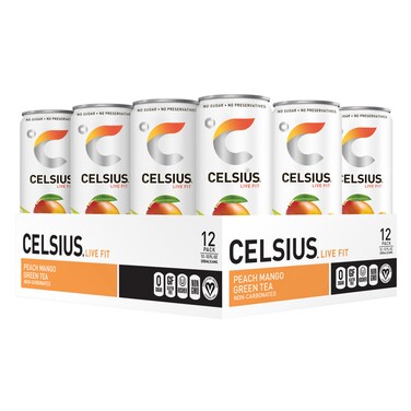 سلسيوس مشروب اللياقة بنكهة خوخ مانجو و شاي اخضر 335مل 12X