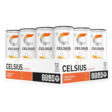Celsius - Fitness Drink, Orange, 355ml x 12
