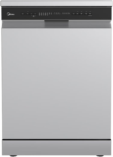 ميديا غسالة صحون 10 برامج واي فاي سعة 14 طبق 3 رفوف و سلة اضافية استيل ضمان 5 سنوات على الكومبريسر - موديل رقم WQP14W5233CS