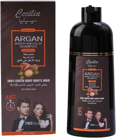 Cecilia Rapid Hair Dye Shampoo with Argan Oil Dark Brown 420ml