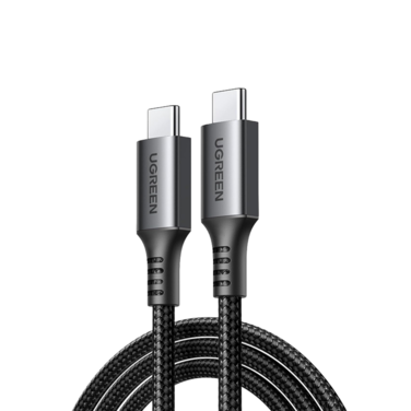 يوجرين سلك شاحن سريع مضفر من USB-C الى USB-C بطول 1 م وبقوة 60 واط - رمادي
