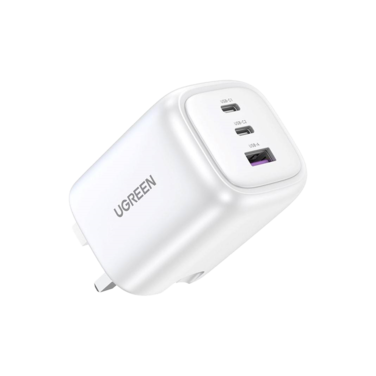 Ugreen Wall Chager Nexode GaN Fast 2 USB-C and USB Ports 65W - White