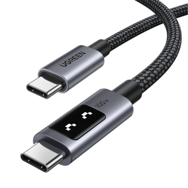 سلك شاحن يوجرين Uno من USB-C الى USB-C بطول 2 م وبقوة 100 واط - أسود
