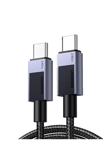 سلك شاحن يوجرين USB-C إلى USB-C مظفر بقوة 240 واط وبطول 1 م - رمادي