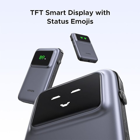 شاحن متنقل يوجرين Uno بمنفذ USB-C ومنفذ USB مع سلك مدمج بسعة 10000 مللي أمبير بقوة 30 واط - بنفسجي