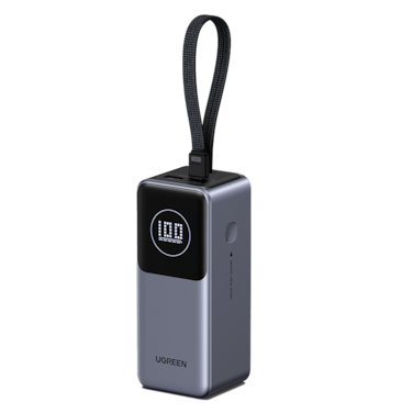 شاحن متنقل يوجرين Nexode بسلك مدمج وبمنفذ USB-C ومنفذ USB بسعة 20000 مللي أمبير وبقوة 130 واط - رمادي