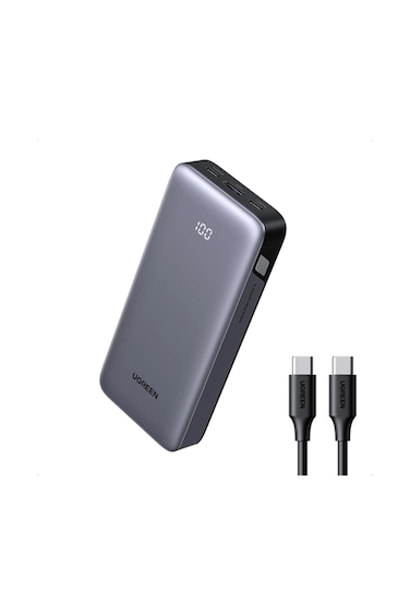 شاحن متنقل يوجرين Nexode بمنفذين USB-C ومنفذ USB بسعة 20000 مللي أمبير وبقوة 30 واط - رمادي