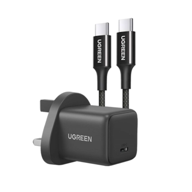 يوجرين شاحن جداري بمنفذ USB-C وبقوة 30 واط - أسود