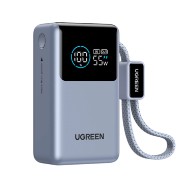 Ugreen Power Bank Nexode Pro Built-in Cable with USB-C and USB Ports 10000mAh 55W - Gray