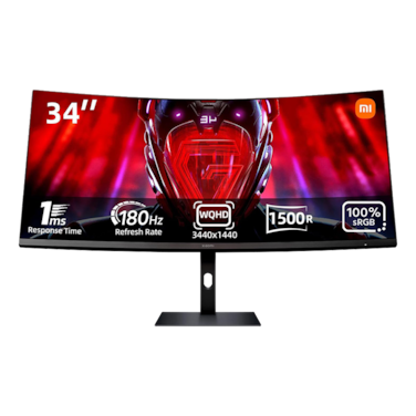شاشة عرض شاومي منحنية للألعاب G34WQI بدقة WQHD بمعدل 180Hz وبحجم 34 انش ELA5458UK - أسود