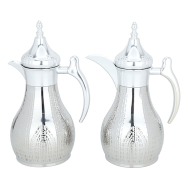 طقم ترمس من الفضة المحفورة من قطعتين