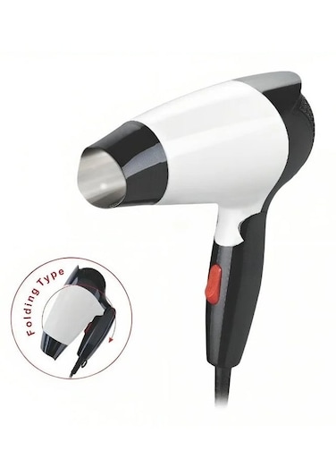 ريفورا مجفف شعر احترافي أيوني قابل للطي، 600 واط، محرك تيار متردد سريع الجفاف، سرعتان، موزع وفوهة - أبيض