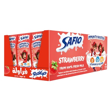 Safio UHT Strawberry Milk 185mlx18