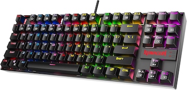 Redragon K552 Mechanical Gaming Keyboard RGB LED Backlit Wired With Anti-Dust Proof Switches For Windows PC (Black, 87 Key Red Switches)