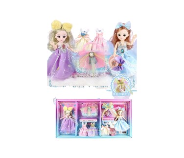 مجموعة دمى الأميرة الجميلة مع دميتين أنيقتين وأزياء متعددة، مجموعة لعب تلبيس للبنات، تتضمن إكسسوارات وخزانة ملابس، معبأة في صندوق هدايا