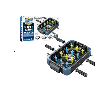 TOYSEA 5-in-1 Table Game Set for Kids, Foos Ball, Basketball, Bowling, Ice Hockey and Curling, Portable Indoor Sports Game with Accessories