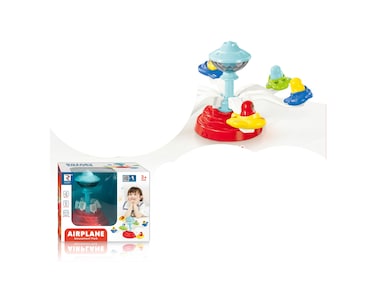TOYSEA Airplane Amusement Park Toy with Lights and Music, Rotating Musical Airplane Ride Set for Kids,  DIY Assembly Toy with Sound