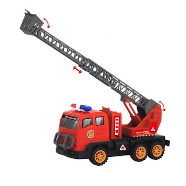 TOYSEA 1:24 Scale 4-Way RC Fire Truck with USB Charger, Remote Control Firefighting Truck Toy with Ladder, Rechargeable Battery, Realistic Design