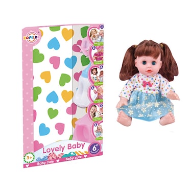 مجموعة دمى "لوفلي بيبي كيوت" مقاس 14 بوصة مع 6 وظائف تفاعلية، وأطعمة، وأصوات، وإكسسوارات المرحاض للأطفال بعمر 3 سنوات فما فوق