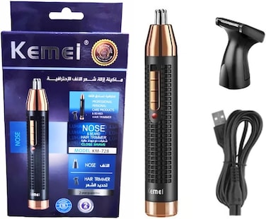 ماكينة ازالة شعر الأنف الاحترافية من كيمي حلاقة القابلة لإعادة الشحن أداة تهذيب والوجه والحاجب تشذيب اللاسلكية KEMEI KM-728 2 in 1