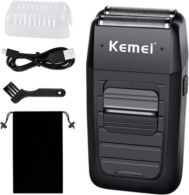 كيمي ماكينة حلاقة لاسلكية ترددية للرجال، ماكينة حلاقة كهربائية قابلة لاعادة الشحن، ماكينة حلاقة دقيقة للحية والسوالف، شفرة مزدوجة متعددة الوظائف