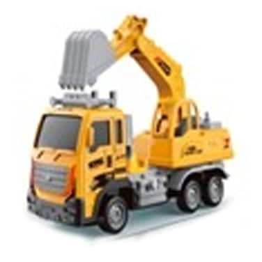 تويسي شاحنة بناء بجهاز تحكم عن بعد بمقياس 1:16 للأطفال مع ضوء وصوت، شاحنة مدينة هندسية تعمل بالتحكم عن بعد بأربع وظائف مع بطارية ليثيوم أيون قابلة لإعادة الشحن 3.7 فولت